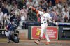 Houston Astros' Jeremy Pena (3) celebrates after his grand slam against the Seattle Mariners during the seventh inning of a baseball game Saturday, Sept. 20, 2025, in Houston. (AP Photo/Eric Christian Smith)
