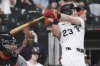 Chicago White Sox's Andrew Benintendi hits a two-run home run during the eighth inning of a baseball game against the Baltimore Orioles in Chicago, Tuesday, Sept. 16, 2025. (AP Photo/Nam Y. Huh)