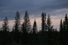 The sun sets behind the treeline outside Neskantaga First Nation in Neskantaga, Ont., Saturday, Aug. 19, 2023. THE CANADIAN PRESS/Chris Young