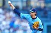 Toronto Blue Jays right-hander Shane Bieber (57) delivers a pitch against the Dodgers during Game 4 of the World Series in Los Angeles on Oct. 28, 2025. THE CANADIAN PRESS/Frank Gunn