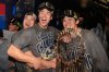 Los Angeles Dodgers pitcher Shohei Ohtani, pitcher Yoshinobu Yamamoto and pitcher Roki Sasaki celebrate after their win against the Toronto Blue Jays in Game 7 of baseball's World Series, Sunday, Nov. 2, 2025, in Toronto. (AP Photo/Brynn Anderson)