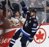 John Woods / THE CANADIAN PRESS
                                Kyle Connor celebrates his third period goal against the Chicago Blackhawks, Thursday.