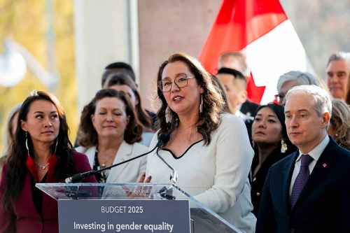 Minister of Indigenous Services Mandy Gull-Masty speaks during a press conference in Ottawa, on Wednesday, Oct. 29, 2025. THE CANADIAN PRESS/Spencer Colby