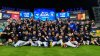The Toronto Blue Jays gather for a group photo on the field after beating the New York Yankees in Game 4 of baseball's American League Division Series, in New York, Wednesday, Oct. 8, 2025. THE CANADIAN PRESS/AP-Yuki Iwamura