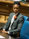 Health Minister Uzoma Asagwara listens as Manitoba Lt.-Gov. Anita Neville delivers the throne speech at the Manitoba Legislative Building in Winnipeg on Tuesday, Nov. 18, 2025. THE CANADIAN PRESS/David Lipnowski