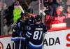 John Woods / THE CANADIAN PRESS
                                The Winnipeg Jets top trio are off to a hot start this season. From left: Mark Scheifele, Gabriel Vilardi and Kyle Connor celebrate Vilardi&rsquo;s goal against the Pittsburgh Penguins on Saturday.