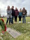 Supplied
                                Alyssa Gardner (from left) and cousins Cole Wasiuta and Kylie Wasiuta Elias, along with Cole&rsquo;s wife Kaitlyn Wasiuta and Kylie&rsquo;s husband Jordan Elias, make their annual Remembrance Day visit to grandfather William &ldquo;Gus&rdquo; Wasiuta&rsquo;s grave at Glen Eden Cemetery.