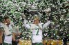 Saskatchewan Roughriders quarterback Trevor Harris (7) celebrates his win over the Montreal Alouettes in the 112th CFL Grey Cup, in Winnipeg on Sunday, Nov. 16, 2025. THE CANADIAN PRESS/Darryl Dyck