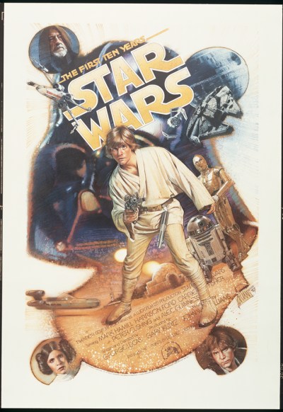 A Star Wars 10th anniversary poster drawn and signed by Mr. Struzan in 1987. MUST CREDIT: Drew Struzan/Galactic Gallery