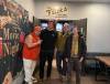 Ryley Buchalter photo Actor Paul Walter Hauser (from left), Griffin Levenec (theatre co-owner), and actors Jon Hamm and Johnny Pembleton visited The Flicks Cinema in Stonewall over the weekend to see the film Running Man.