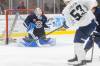 MIKE DEAL / FREE PRESS FILES
                                Dominic DiVincentiis (left) makes a save during training camp. The Manitoba Moose goaltender was called up the Winnipeg Jets Monday while Thomas Milic was sent back to the AHL club.