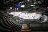 A view of the Ice Hockey Arena during the U20 Ice Hockey World Championship between Estonia and Japan as a test event for the 2026 Milan Cortina Winter Olympics, in Rho, near Milan, Italy, Monday, Dec. 8, 2025. (AP Photo/Antonio Calanni)