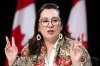 Minister of Indigenous Services Mandy Gull-Masty speaks during a press conference at the National Press Theatre in Ottawa on Monday, Dec. 22, 2025. THE CANADIAN PRESS/Spencer Colby