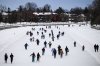 Skaters make their way along the Rideau Canal Skateway in Ottawa on Sunday, Feb. 23, 2025. THE CANADIAN PRESS/Justin Tang