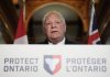 Ontario Premier Doug Ford speaks to the media during a press conference at Queen's Park in Toronto on Monday, Oct. 27, 2025. THE CANADIAN PRESS/Nathan Denette