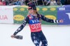 United States' Mikaela Shiffrin celebrates winning an alpine ski, women's World Cup slalom, in Spindleruv Mlyn, Czech Republic, Sunday, Jan. 25, 2026. (AP Photo/Giovanni Auletta)