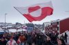 A crowd walks to the US consulate to protest against Trump's policy toward Greenland in Nuuk, Greenland, Saturday, Jan. 17, 2026. (AP Photo/Evgeniy Maloletka)