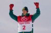 FILE - Silver medal winner Australia's Scotty James celebrates during the venue award ceremony for the men's halfpipe finals at the 2022 Winter Olympics, Feb. 11, 2022, in Zhangjiakou, China. (AP Photo/Francisco Seco, File)