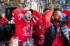 BROOK JONES/FREE PRESS
                                Winnipeggers Nick Steiner, 29, (left) and Amit Manocha, 29, react to Team USA goaltender Connor Hellebuyck making an incredible paddle save to keep game tied at 1-1.
