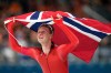 Sander Eitrem of Norway celebrates winning the gold medal in the men's 5,000 meters speedskating race at the 2026 Winter Olympics, in Milan, Italy, Sunday, Feb. 8, 2026. (AP Photo/Luca Bruno)