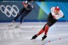 Ted-Jan Bloemen of Canada competes in the men's 5,000 meters speedskating race at the 2026 Winter Olympics, in Milan, Italy, Sunday, Feb. 8, 2026. (AP Photo/Ben Curtis)