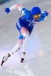 Erin Jackson of the U.S. competes in the women's 1,000 meters speedskating race at the 2026 Winter Olympics, in Milan, Italy, Monday, Feb. 9, 2026. (AP Photo/Ben Curtis)