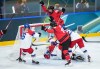 Canada's Julia Gosling (88) and Brianne Jenner (19) celebrate Gosling's goal against Czech Republic goalie Michaela Hesova (1) as Katerina Mrazova (16) watches during the first period of a preliminary round women's hockey game at the Milan Cortina Winter Olympics, in Milan, on Monday, February 9, 2026. THE CANADIAN PRESS/Darryl Dyck