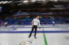 Canada's Brett Gallant in action during the mixed doubles round robin phase of the curling competition against Switzerland at the 2026 Winter Olympics in Cortina d'Ampezzo, Italy, on Feb. 9, 2026. (AP Photo/Fatima Shbair)