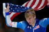 Gold medallist Jordan Stolz of the U.S. celebrates after the men's 1,000 meters speedskating race at the 2026 Winter Olympics, in Milan, Italy, Wednesday, Feb. 11, 2026. (AP Photo/Luca Bruno)