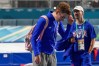 Casey Dawson of the U.S. leaves after competing in the men's 5,000 meters speedskating race at the 2026 Winter Olympics, in Milan, Italy, Sunday, Feb. 8, 2026. (AP Photo/Luca Bruno)