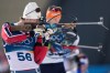 Sturla Holm Laegreid, of Norway, shoots ahead of the men's 10-kilometer sprint biathlon race at the 2026 Winter Olympics in Anterselva, Italy, Friday, Feb. 13, 2026. (AP Photo/Mosa'ab Elshamy)