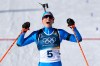 Lisa Vittozzi, of Italy, reacts after crossing the finish line to win gold during the women's 10-kilometer pursuit biathlon race at the 2026 Winter Olympics in Anterselva, Italy, Sunday, Feb. 15, 2026. (AP Photo/Mosa'ab Elshamy)