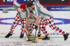Norway's Martin Sesaker, Bendik Ramsfjell and Gaute Nepstad in action during the men's curling round robin session against Sweden at the 2026 Winter Olympics, in Cortina d'Ampezzo, Italy, Tuesday, Feb.17, 2026. (AP Photo/Fatima Shbair)