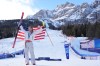 United States' Mikaela Shiffrin celebrates winning the gold medal in an alpine ski, women's slalom race, at the 2026 Winter Olympics, in Cortina d'Ampezzo, Italy, Wednesday, Feb. 18, 2026. (AP Photo/Jacquelyn Martin)