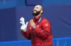 Canada's Steven Dubois celebrates his gold medal win in the men's 500m short track speed skating final event during the 2026 Milan Cortina Winter Olympics in Milan, Italy on Wednesday, February 18, 2026. THE CANADIAN PRESS/Nathan Denette