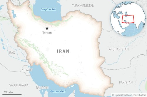 This is a locator map for Iran with its capital, Tehran. (AP Photo)