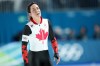 Canada's Valerie Maltais reacts to her bronze medal finish in the women's 3000m speed skating competition during the 2026 Milano Cortina Winter Olympics in Milan, Saturday, Feb. 7, 2026. THE CANADIAN PRESS/Nathan Denette