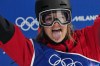 Canada's Cassie Sharpe celebrates during the women's freestyle skiing halfpipe qualifications at the 2026 Winter Olympics, in Livigno, Italy, Thursday, Feb. 19, 2026. (AP Photo/Gregory Bull)