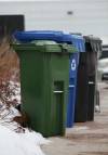City compost, recycling and garbage bins (Ruth Bonneville / Free Press files)